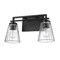 Z-Lite Lyna Vanity, 2-Light, 16 In.W x 6.5 In.L x 9 In.H, Matte Black/Clear 823-2V-MB - alternate 4